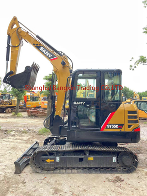 Sany SY55C Excavatrice utilisée mondiale avec cylindre hydraulique d'origine et puissance 76KW